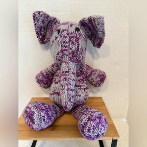 Handmade Purple & Gray Knitted Elephant Plush Toy or Baby Nursery Decor!